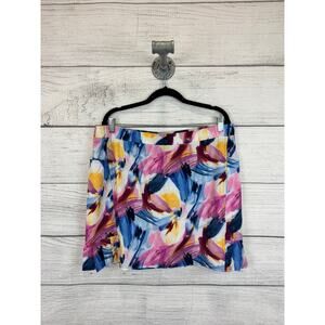 Chico's Plus Size Neema Blue & Purple Pleat Printed Skort Size 16
